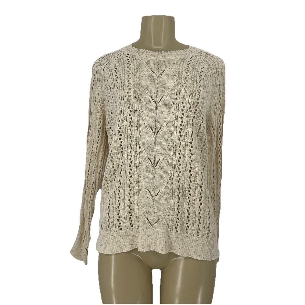 Spartina 449 Knit Sweater Large Lightweight Shelby Linen Blend Open Knit 54-15